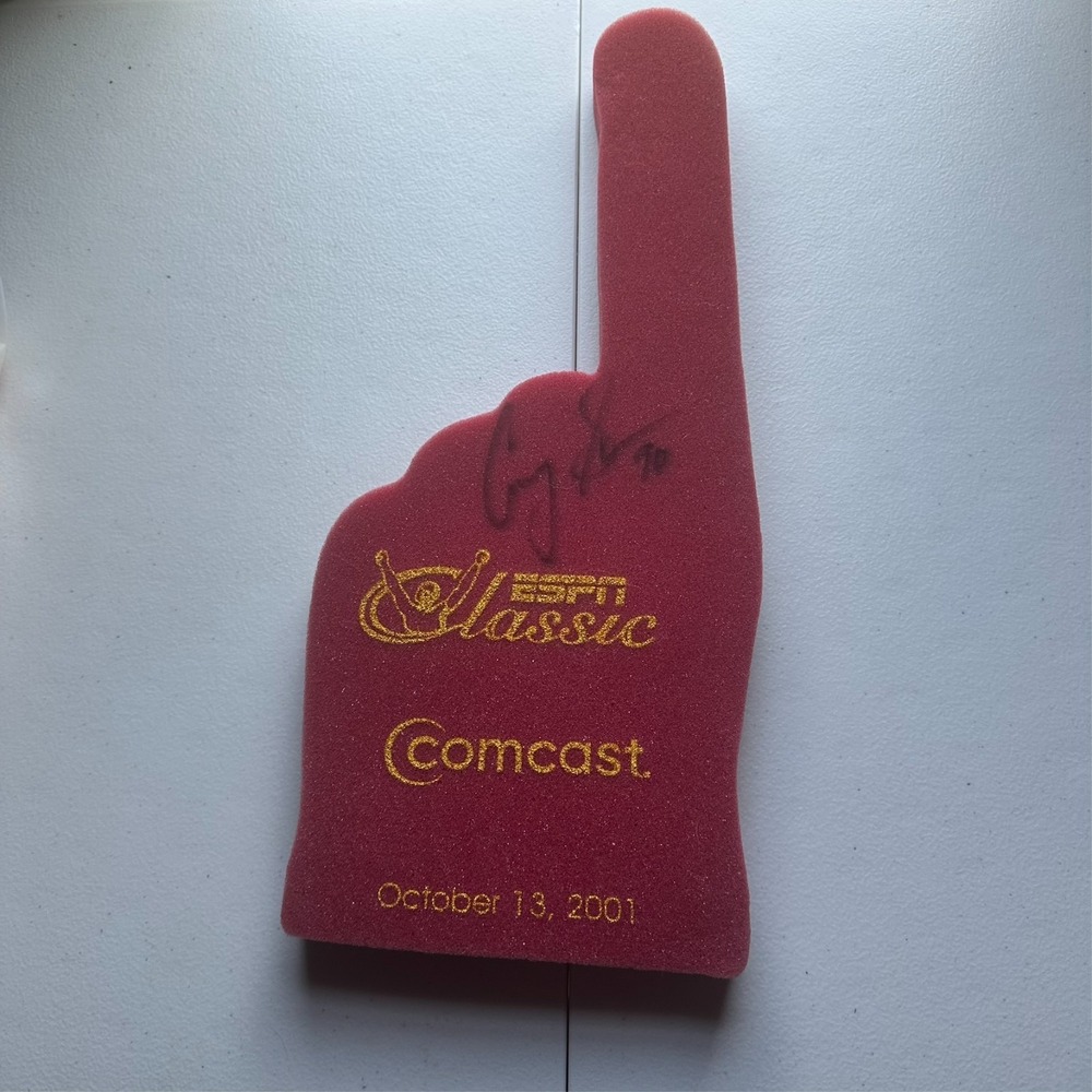 Corey Simon FSU & Eagles Autographed FSU UM 2001 ESPN Classic Foam Finger #90